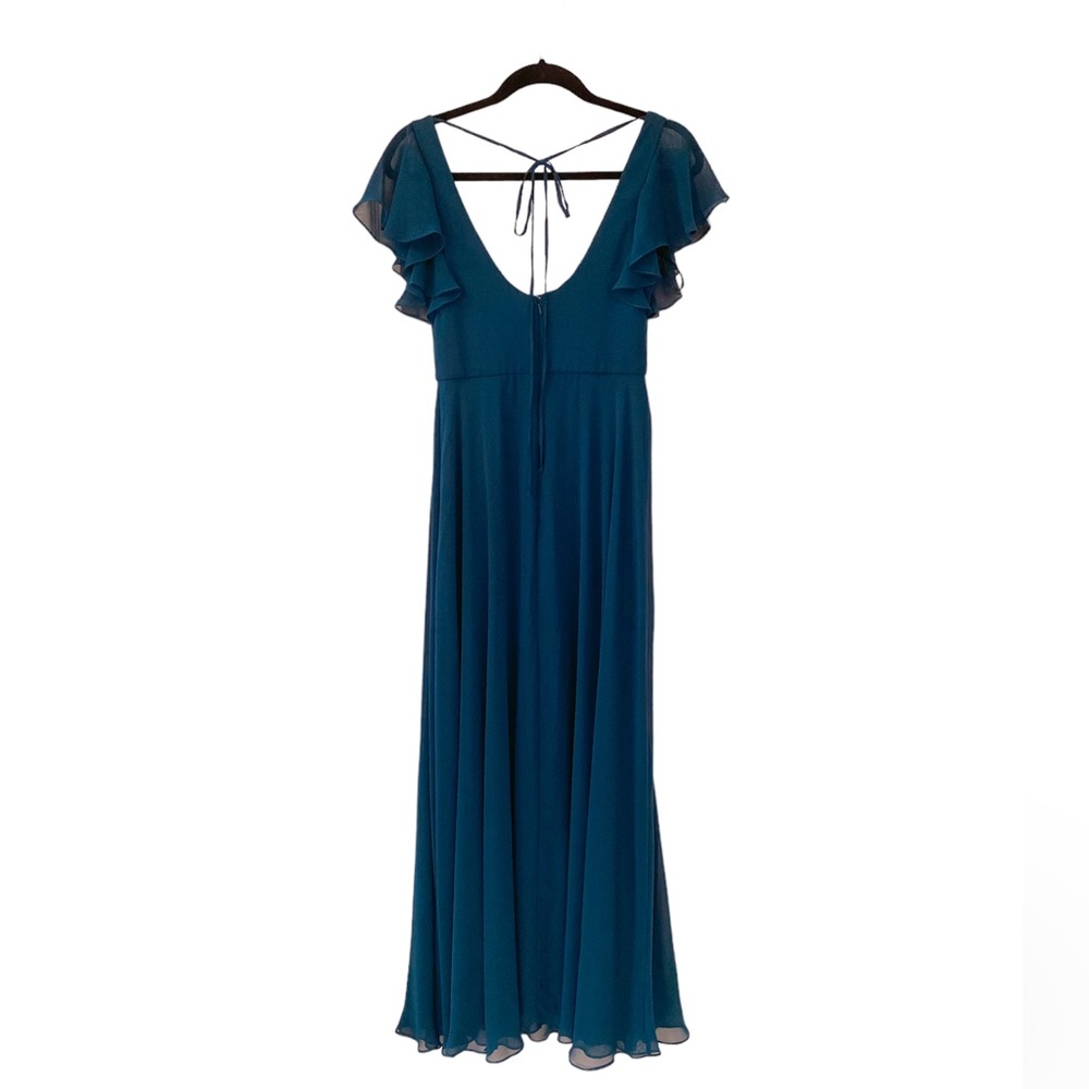 Flutter Sleeve Scoop Open-Back Chiffon Maxi Dress - image 2